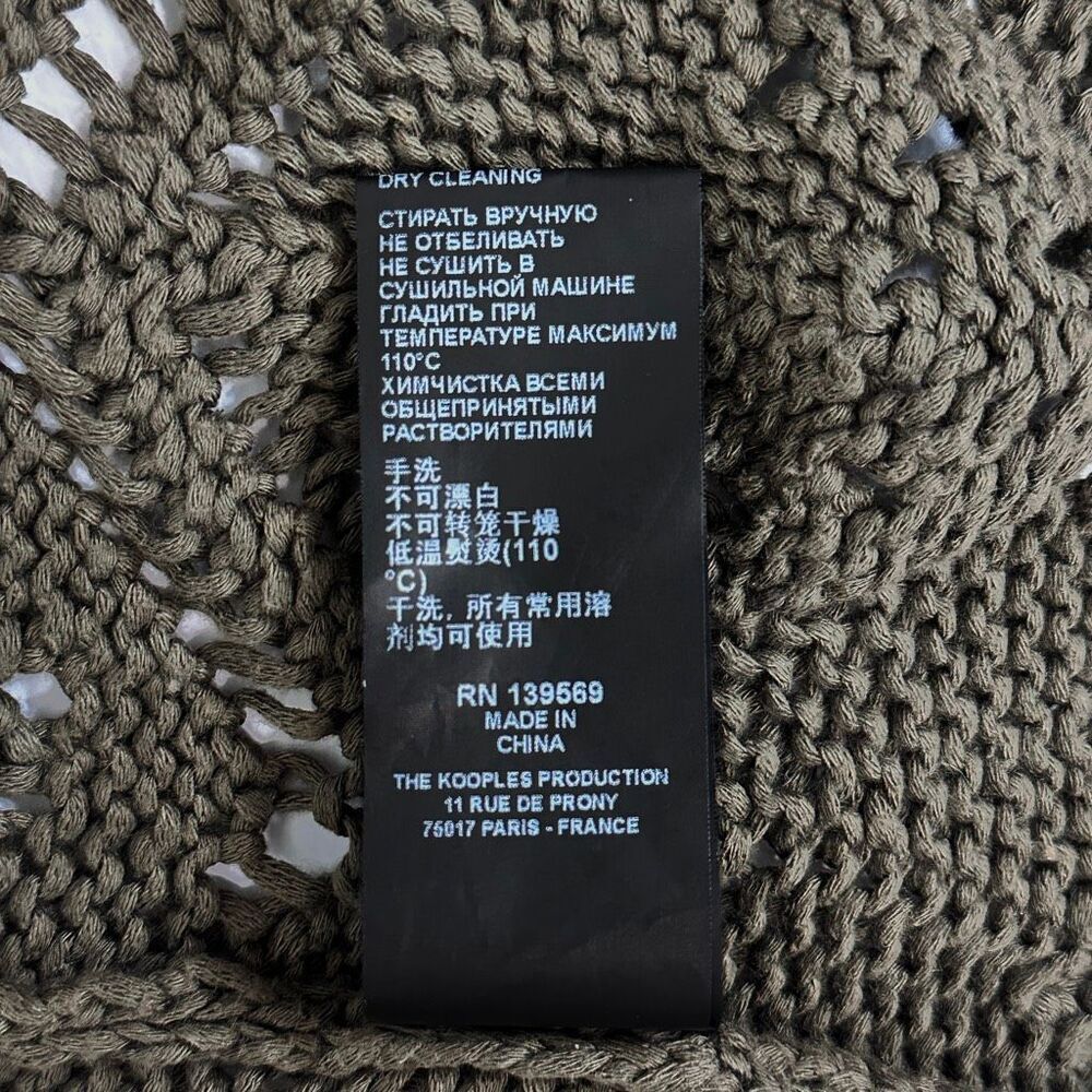 The Kooples XS Olive Green Crochet Open Knit Longline Cardigan Boho Festival - Picture 7 of 11